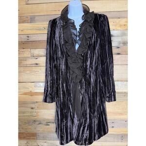 Focus 2000 Duster Women 4 Brown Crushed Velvet Whimsigoth Drama Old World Glam
